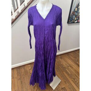 NWT Ray Harris London Tango Pleated Plisse Crinkle Dress Violet Purple OS